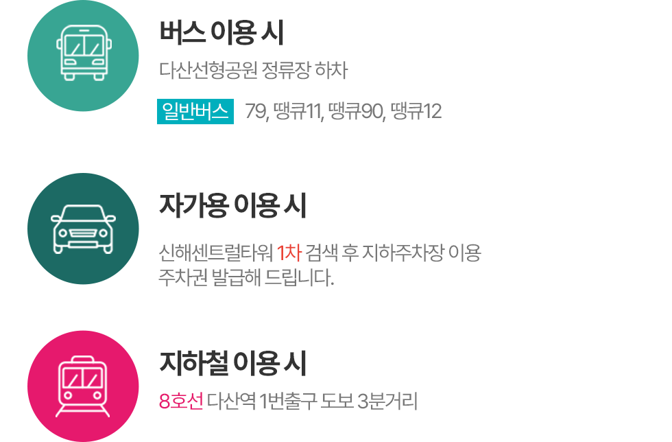 지하철,버스,자가용 이용시